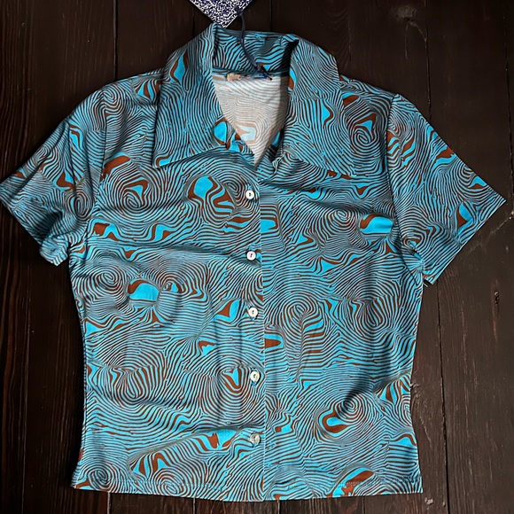 Paloma Wool Tops - Paloma Wool Regina electric blue fingerprint button up top Size Small